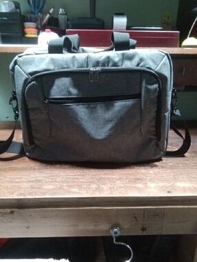 Men's Grey Travel & Work Messenger Bag - Convertible Shoulder/Hand Carry